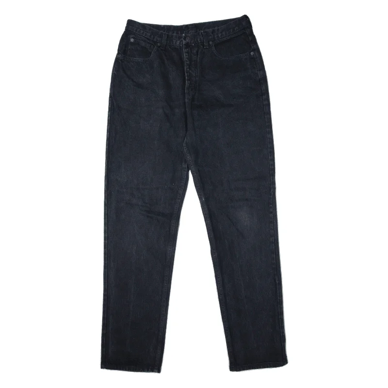 CALVIN KLEIN Jeans Black Denim Slim Straight Womens W30 L33 Chic Rolled Cuff Denim Jeans