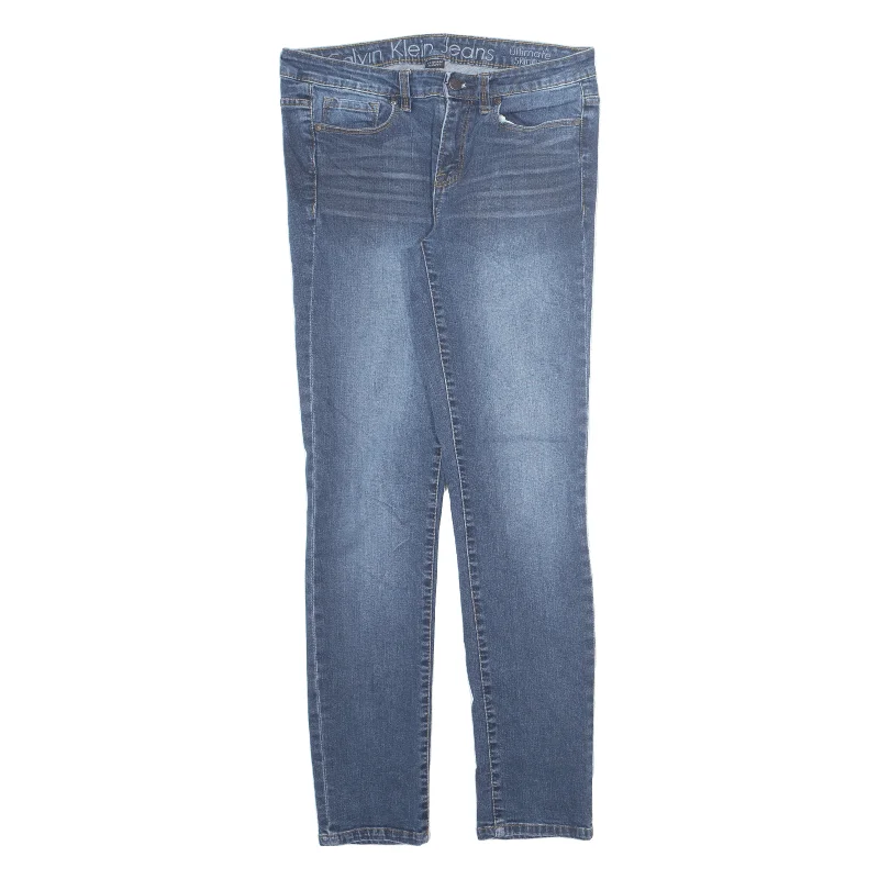 CALVIN KLEIN Jeans Blue Denim Slim Skinny Stone Wash Womens W29 L30 Stylish High-Waist Jeans