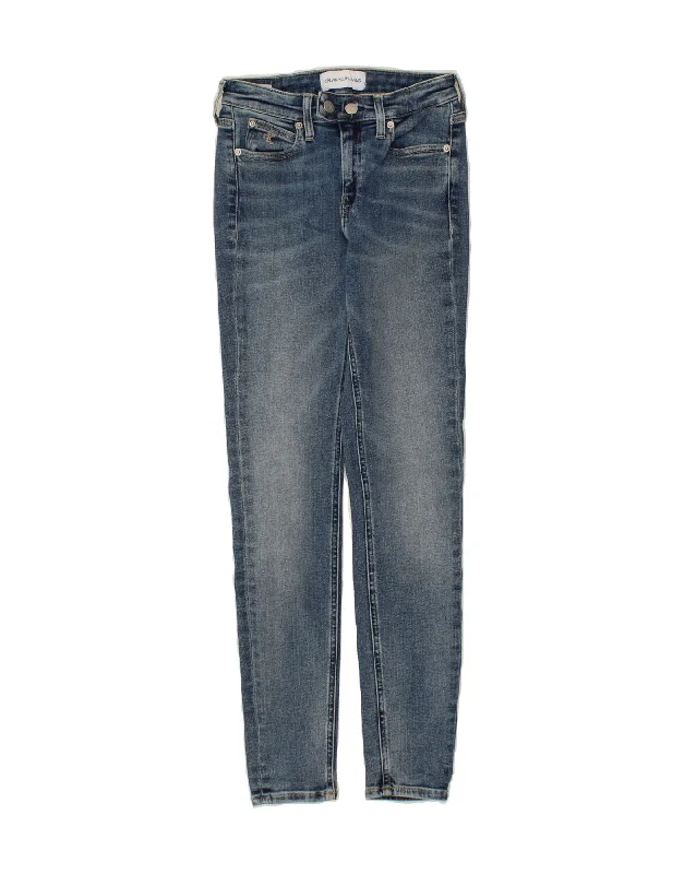 CALVIN KLEIN Womens Skinny Jeans W25 L30 Blue Cotton Cozy Tencel Blend Denim Jeans