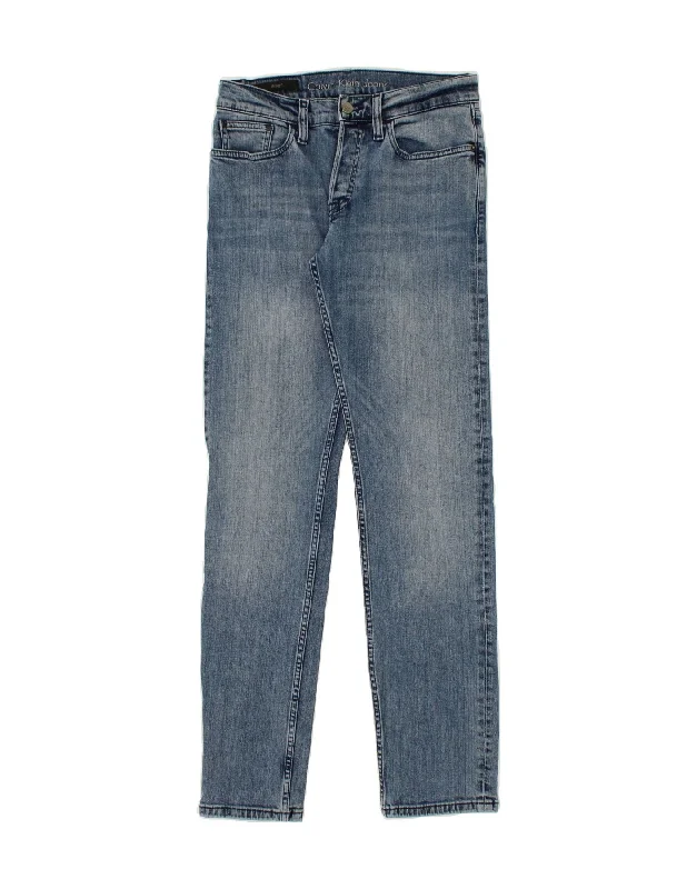 CALVIN KLEIN Womens Straight Jeans W28 L31 Blue Cotton Fashionable Slim Fit Jeans
