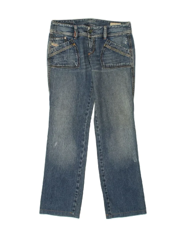 DIESEL Womens Reckfly Straight Jeans W29 L30 Blue Cotton Stylish Acid-Wash Jeans