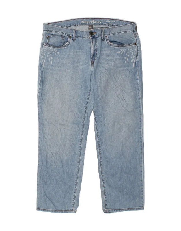 EDDIE BAUER Womens Boyfriend Cropped Jeans US 12 Large W34 L26 Blue Cotton Chic Cropped Jeans