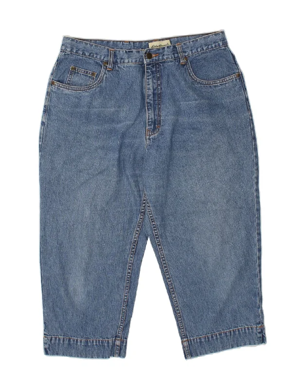 EDDIE BAUER Womens Petite High Waist Capri Jeans US 16 2XL W34 L21 Blue Fashionable Bootcut Jeans