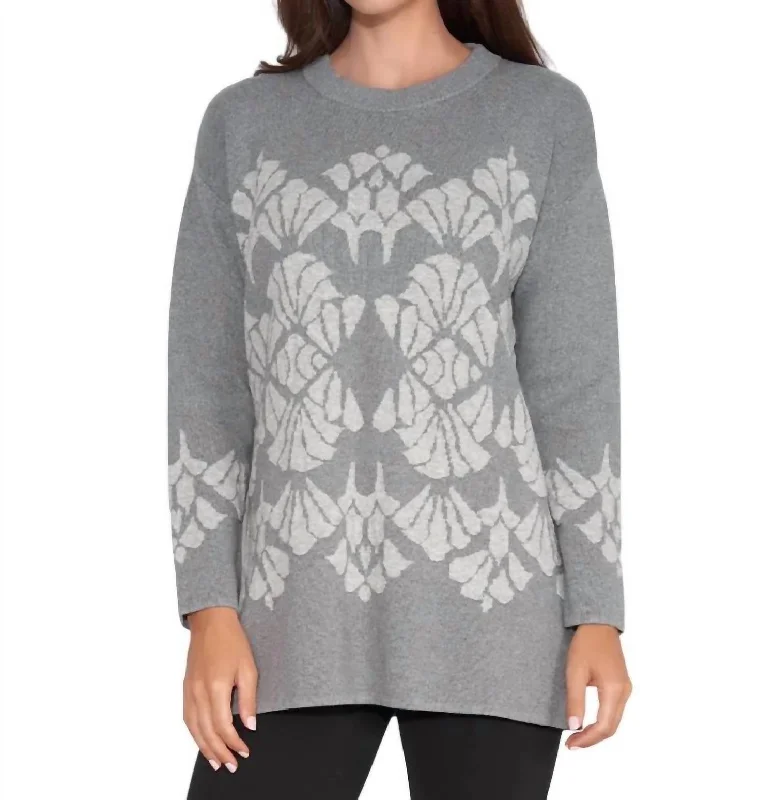 Eye Candy Sweater In Dark Gray/ Light Gray Mesh Fabric Canvas Fabric Denim Fabric