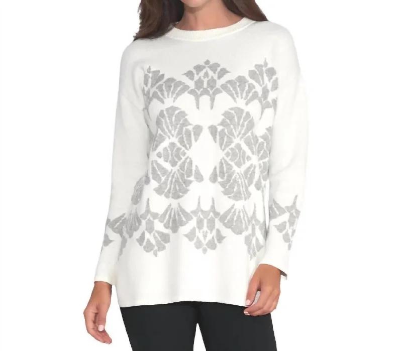 Eye Candy Sweater In Ivory/ Light Gray Wool Fabric Cashmere Fabric Tweed Fabric