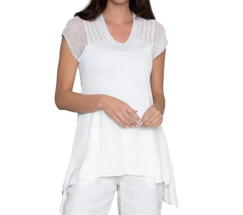 Final Touch Sweater In Soft White Open Front Closed Front Wrap Front
