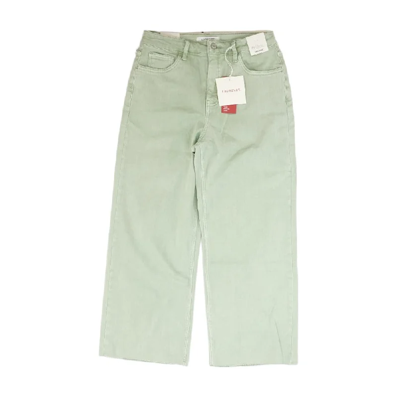 Green Solid High Rise Wide Leg Jeans Casual High-Waisted Bootcut Jeans