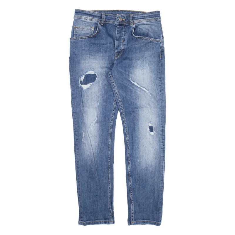 ICEBERG Distressed Jeans Blue Denim Slim Straight Womens W26 L27 Comfortable Mid-Rise Jeans