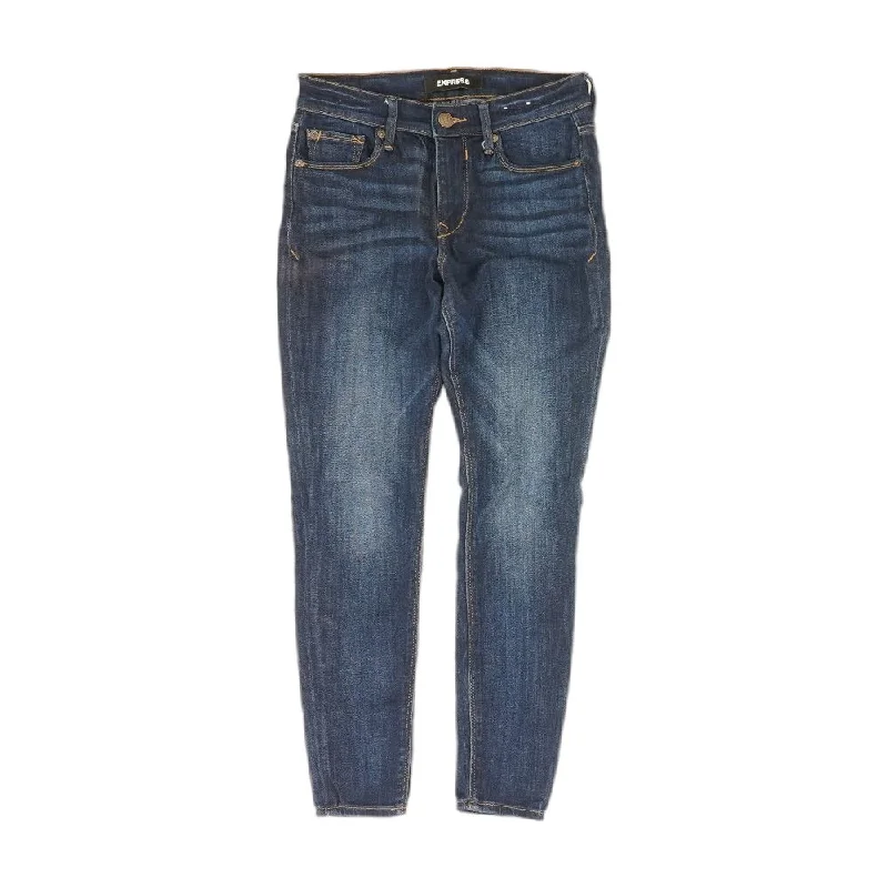 Indigo Solid Mid Rise Skinny Leg Jeans Stylish High-Rise Mom Jeans