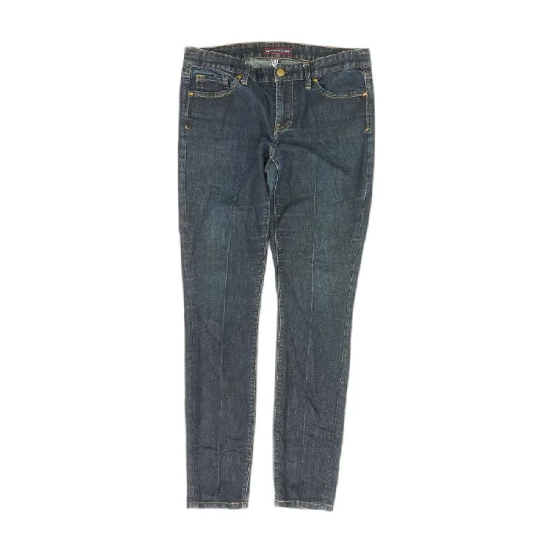 Indigo Solid Skinny Leg Jeans Fashionable Cropped Denim Jeans