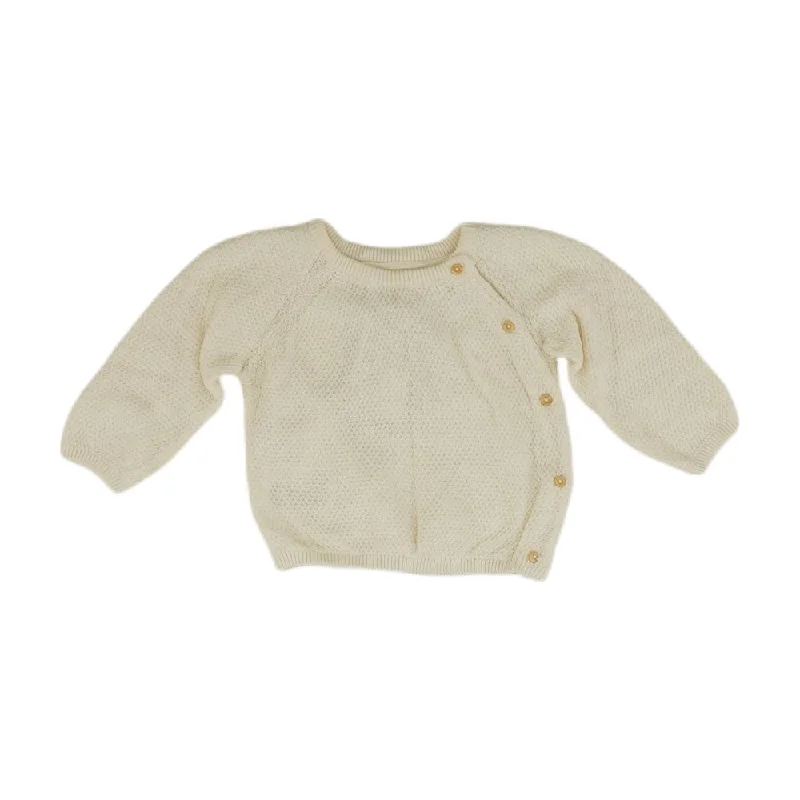Ivory Solid Crewneck Sweater Fitted Loose Oversized