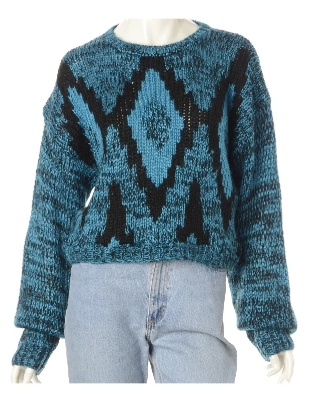 Label 80s Graphic Pattern Jumper Houndstooth Herringbone Solid