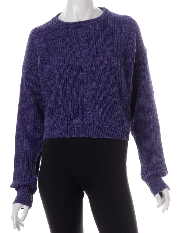 Label Alice Cropped Plain Knitted Jumper Terry Terry Cloth Terry Knit