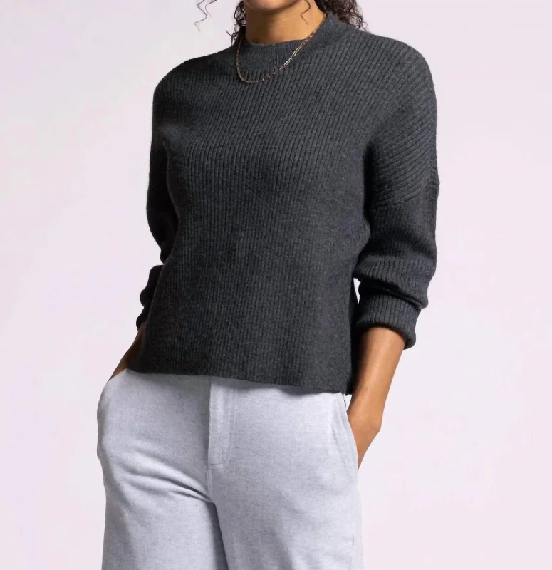 Lana Sweater In Black Cotton Fabric Linen Fabric Terry Fabric