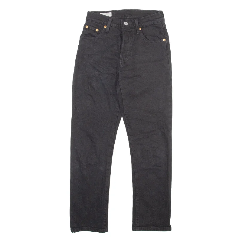 LEVI'S 501 BIG E Jeans Black Denim Regular Straight Womens W23 L26 Comfortable Boyfriend Jeans