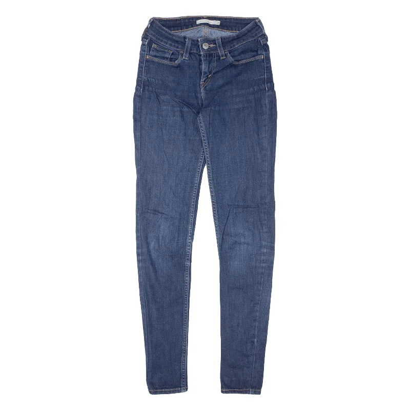 LEVI'S 535 Jeans Blue Denim Slim Skinny Womens W24 L30 Comfortable Faded High-Rise Jeans