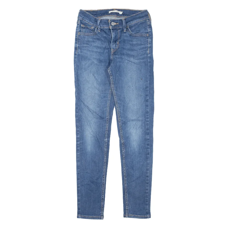 LEVI'S 710 Jeans Blue Denim Slim Skinny Stone Wash Womens W23 L26 Fashionable Button-Front Jeans