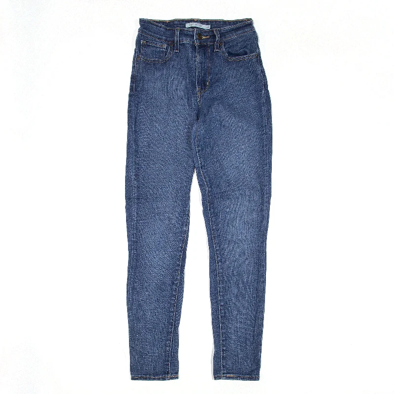 LEVI'S 721 High Rise Jeans Blue Denim Slim Skinny Womens W22 L28 Fashionable White Denim Jeans
