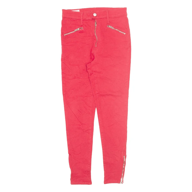 LEVI'S BIG E Jeans Red Denim Slim Skinny Womens W28 L26 Chic Rip-Detail High-Waist Jeans