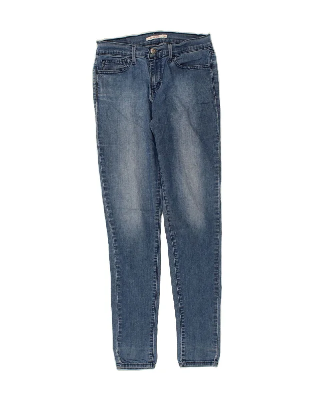 LEVI'S Womens 710 Super Skinny Jeans W28 L32 Blue Cotton Chic Double Waistband Jeans