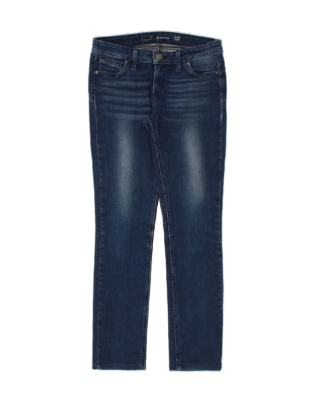 LEVI'S Womens Demi Curve Low Waist Straight Jeans W29 L30 Navy Blue Cotton Comfortable Stretch Fit Jeans