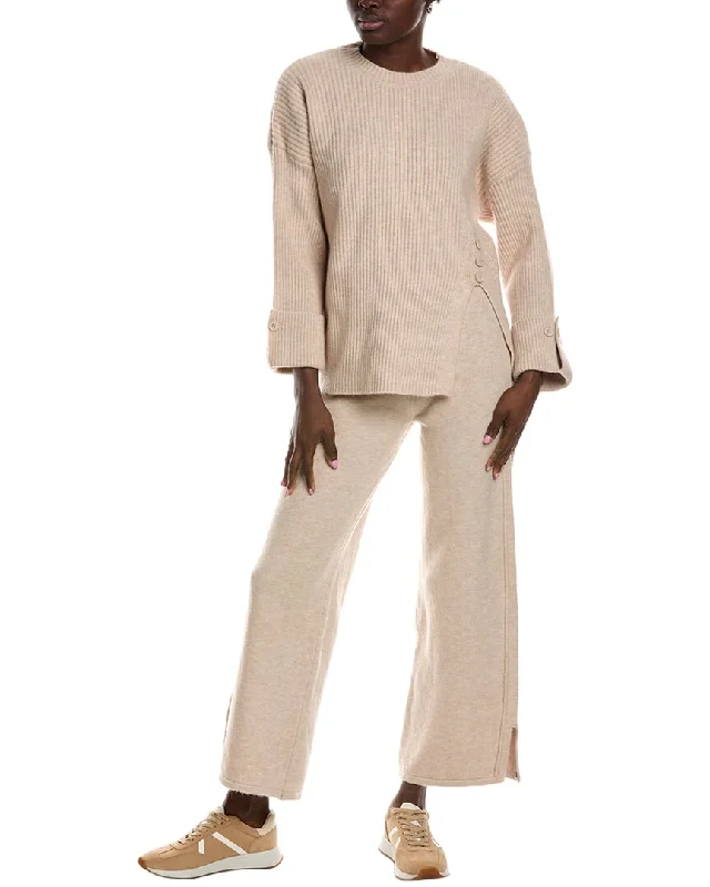 Lyra & Co 2pc Sweater & Pant Set Lace Blend Ribbed Blend Corduroy Blend