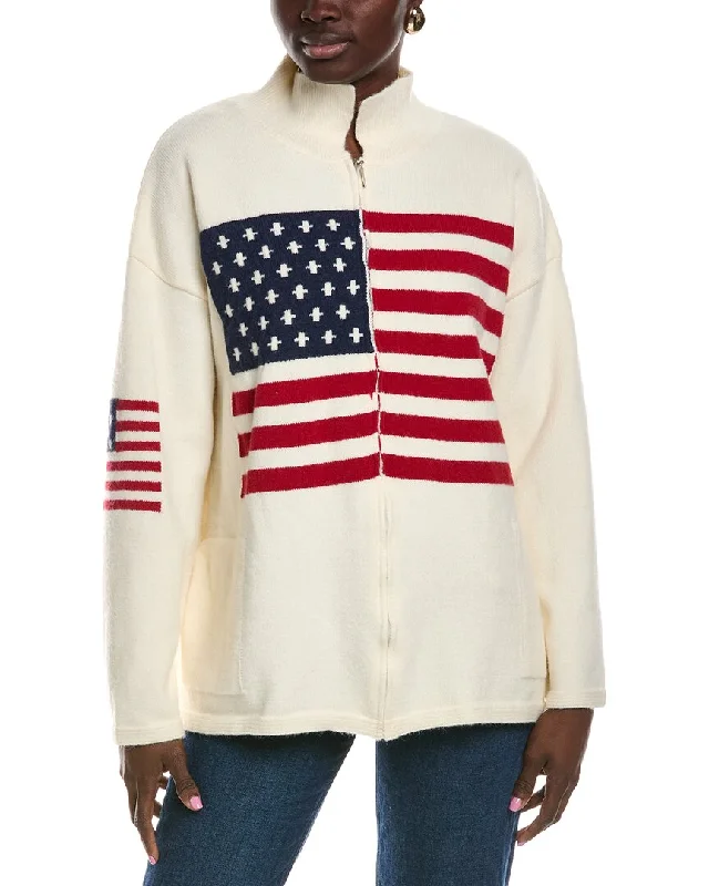 Lyra & Co Flag Zip Sweater Casual Formal Business