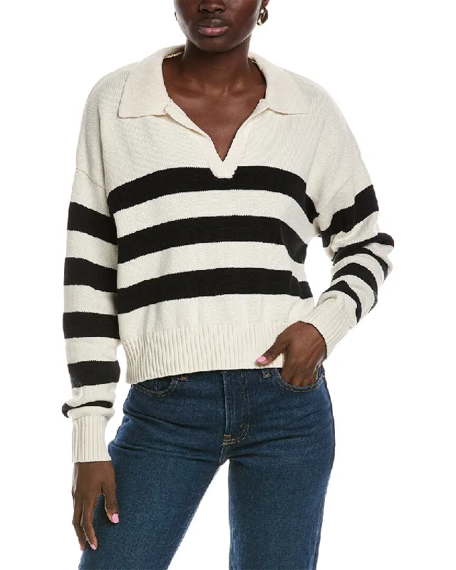 Lyra & Co V-Neck Sweater Ribbed Striped Patterned