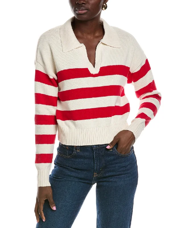 Lyra & Co V-Neck Sweater Striped Floral Plaid