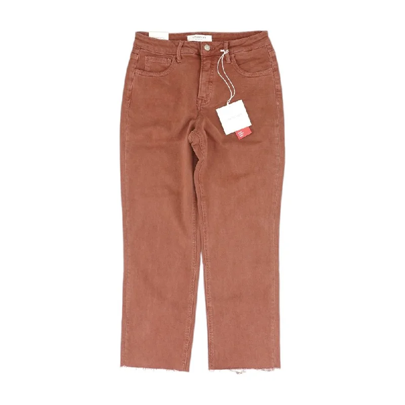 Mauve Solid High Rise Straight Leg Jeans Cozy Tencel Blend Denim Jeans