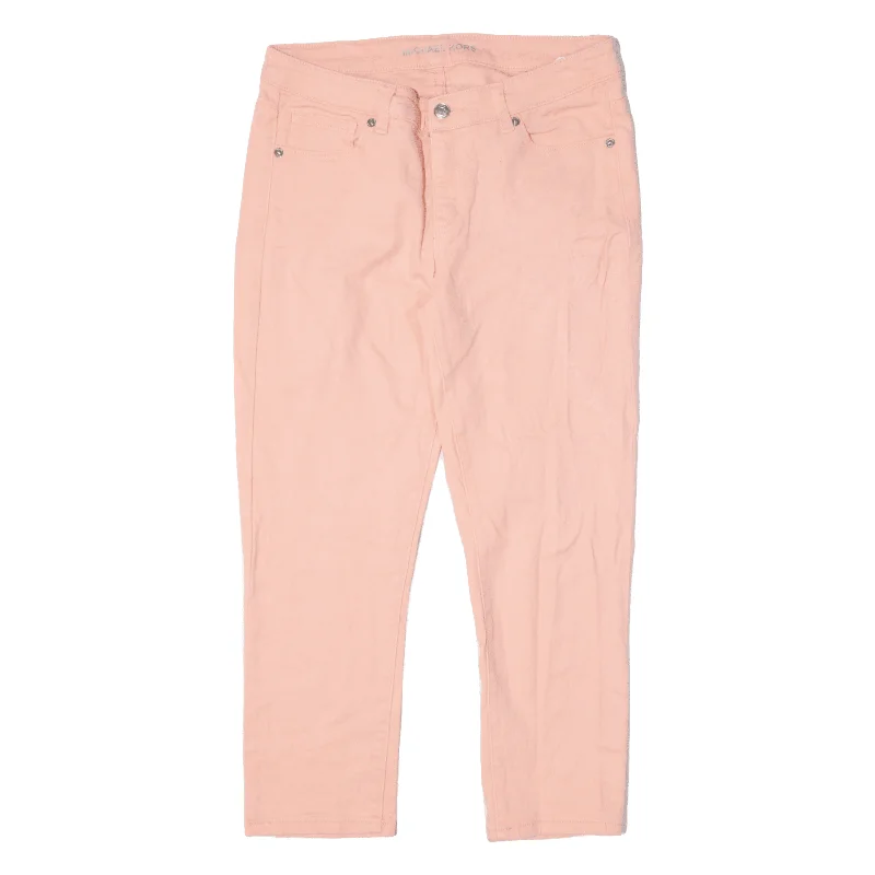 MICHAEL KORS Cropped Jeans Pink Denim Slim Skinny Womens W30 L22 Stylish High-Waist Jeans