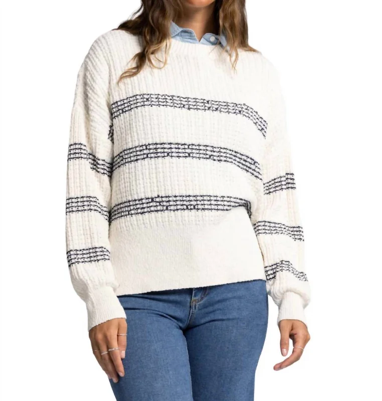 Monica Sweater In White Indigo Boxy Sweater Fitted Sweater A-Line