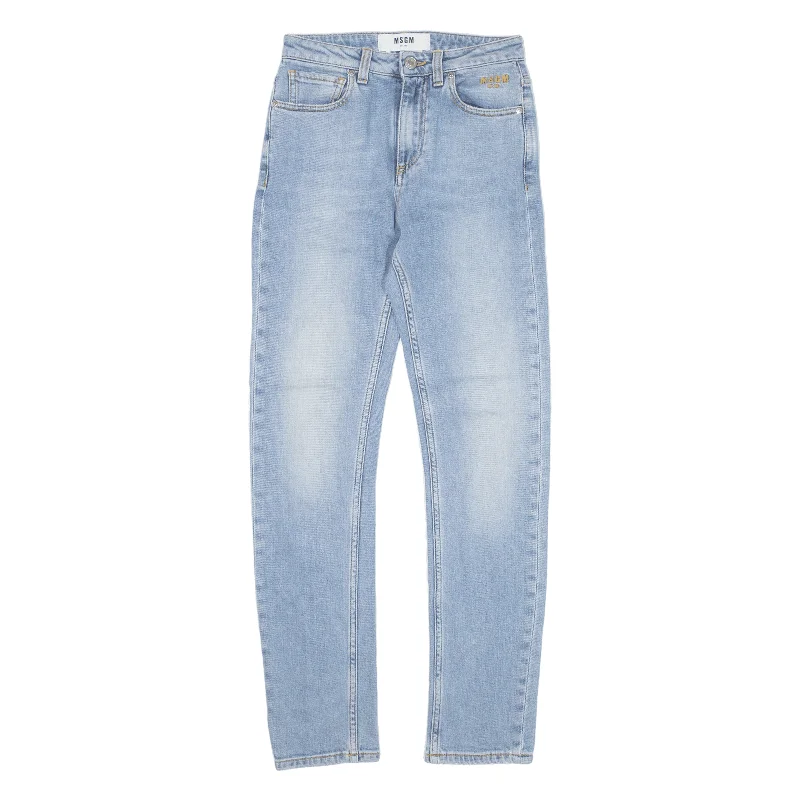 MSGM Jeans Blue Denim Slim Straight Womens W24 L27 Chic Vintage-Inspired Denim Jeans