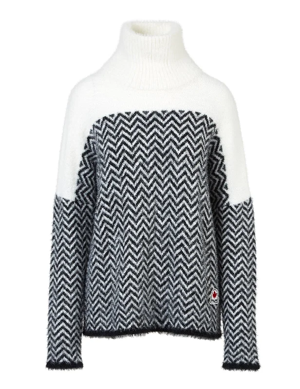 Pajar Women’s Jasper High Neck Chevron Sweater Plaid Sweater Polka Dot Checkered