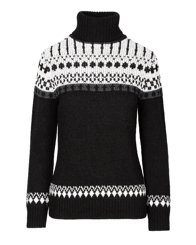 Pajar Women’s Slope Turtleneck Jacquard Sweater Beaded Sweater Sequined Faux Fur
