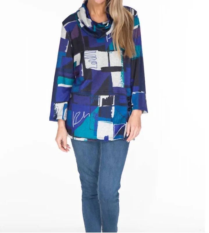 Phoenix Sweater In Blue Plaid Sweater Polka Dot Checkered
