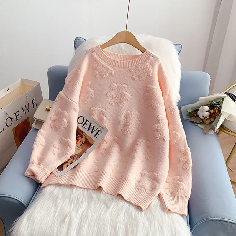 Pink soft sweater lazy sweater  5040 Anti-Pilling Anti-Shrink Durable