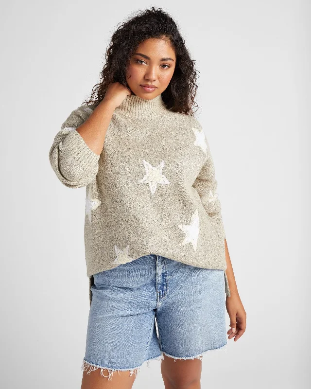 Plus Size Printed Turtleneck Sweater Anti-Pilling Anti-Shrink Durable