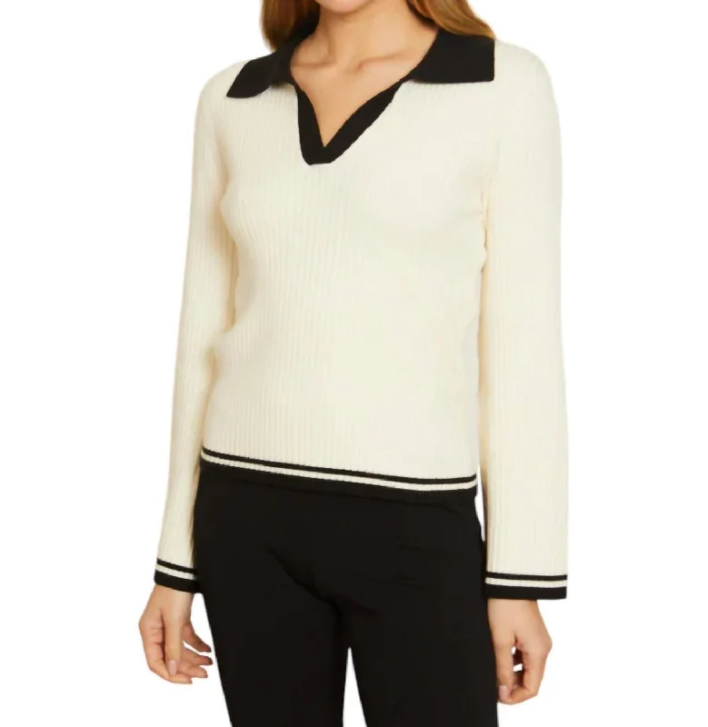 Quincy Sweater In Ivory/black Wool Sweater Cotton Sweater Cashmere Sweater