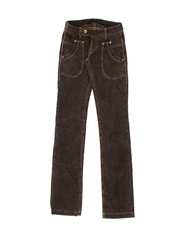 REPLAY Womens Low Waist Bootcut Jeans W26 L34 Black Cotton Trendy Pleated Waist Jeans