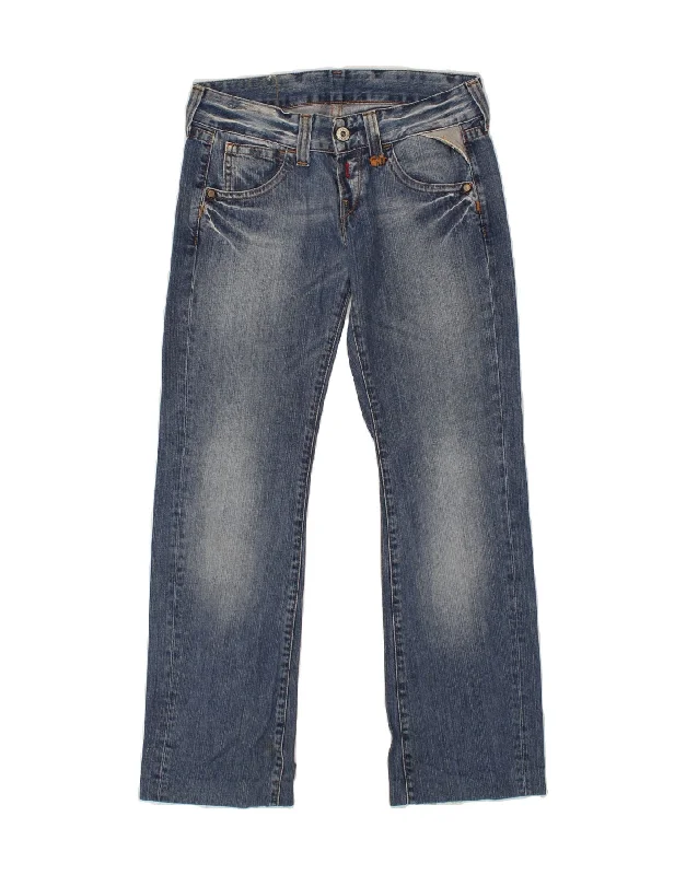 REPLAY Womens Straight Jeans W27 L30 Blue Cotton Fashionable Cropped Denim Jeans