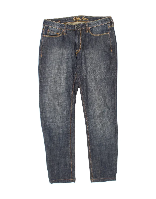 RIFLE Womens Slim Jeans W29 L28 Blue Cotton Elegant Raw Hem Jeans