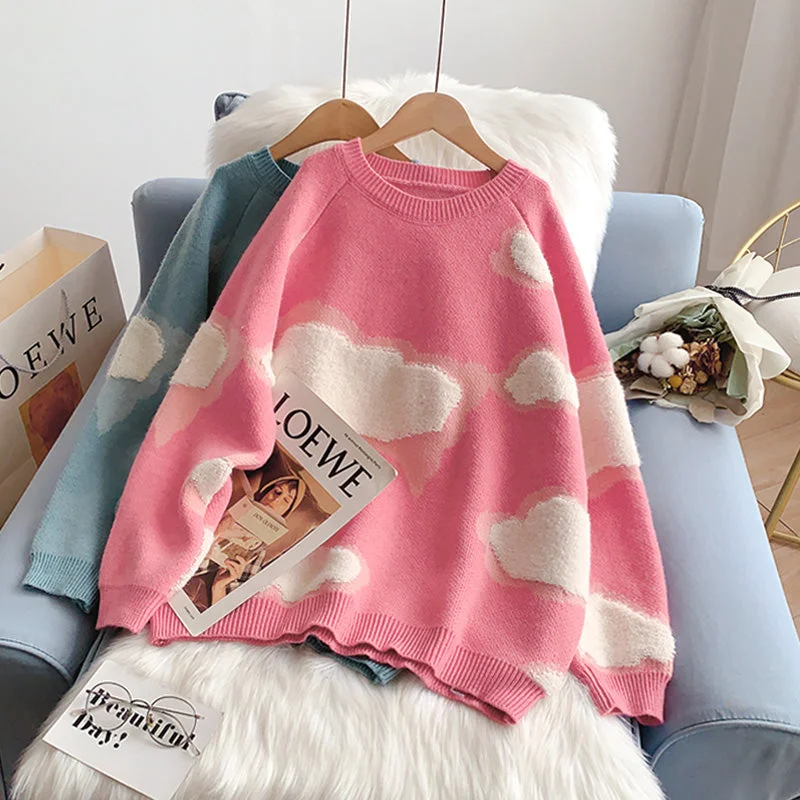 Round neck sweater women's Korean sweater top  5037 Tailored Straight A-Line