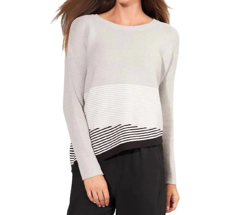 Screen Saver Sweater In Gray Striped Floral Plaid