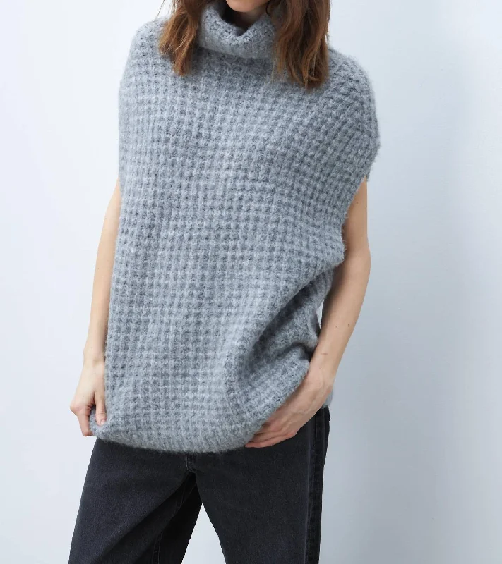Solange Sweater In Grey Owl Velvet Chenille Corduroy