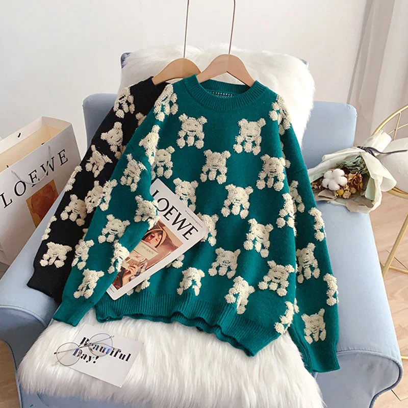 Sweater retro Japanese lazy loose Pullover  5082 Layered Multi-layer Single Layer