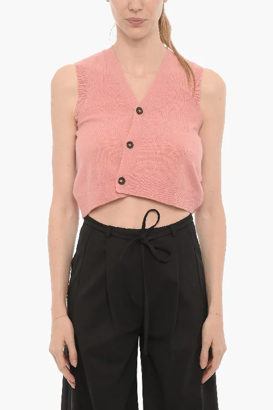 The Garment V-Neck Wool Sleeveless Sweater Terry Terry Cloth Terry Knit