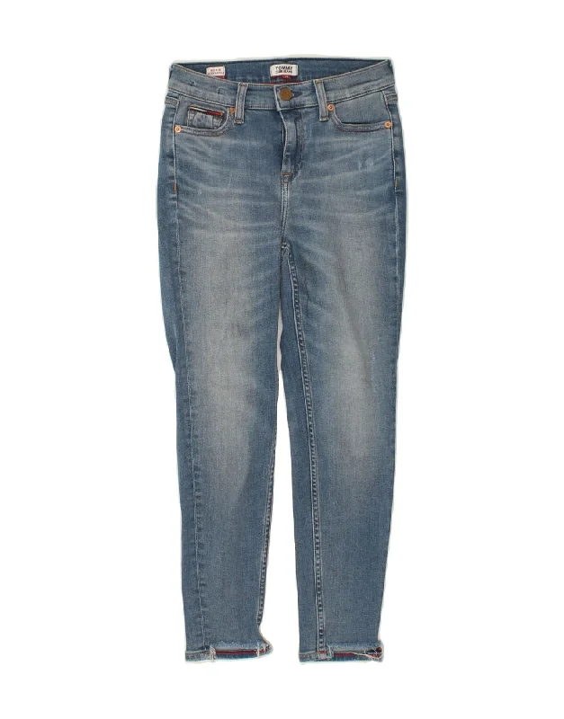 TOMMY HILFIGER Womens Nora Mid Rise Skinny Jeans W24 L26 Blue Cotton Fashionable Mom Jeans TOMMY HILFIGER Womens Nora Mid Rise Skinny Jeans W24 L26 Blue Cotton Fashionable Mom Jeans