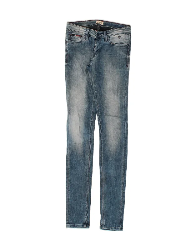 TOMMY HILFIGER Womens Skinny Jeans W24 L32 Blue Cotton Stylish Bootcut Denim Jeans