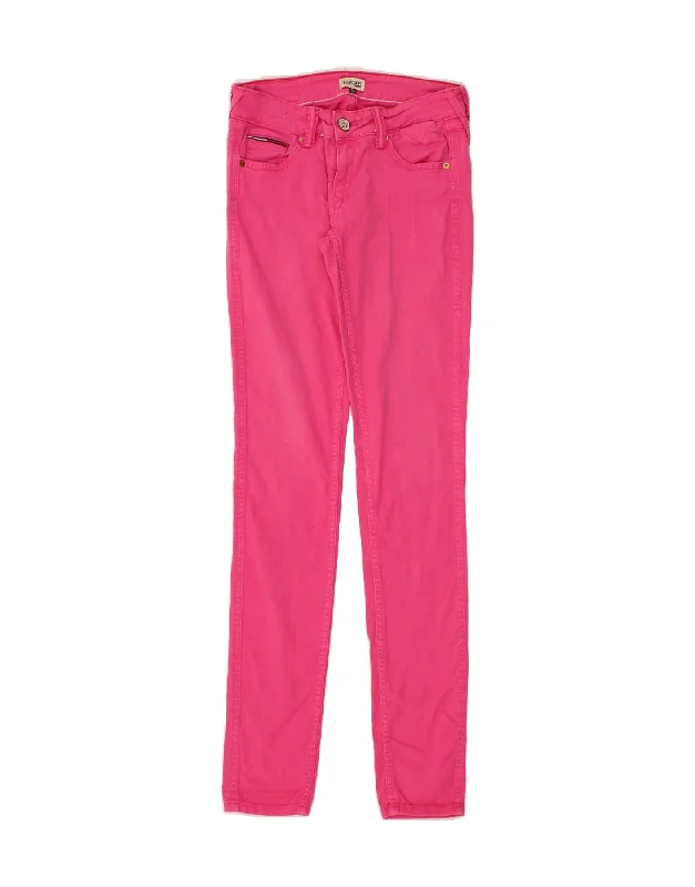 TOMMY HILFIGER Womens Skinny Jeans W26 L32 Pink Stylish Cargo Style Jeans